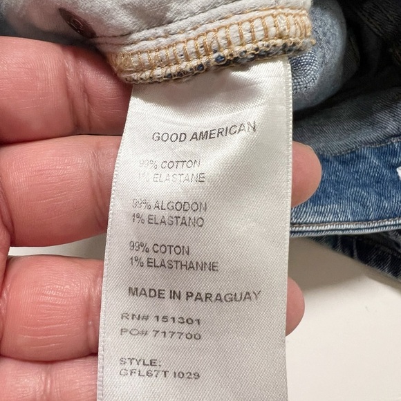 Good American Womens Indigo029 Wash Good Legs Twisted Slit Flare Jean Size 28 - Picture 7 of 10